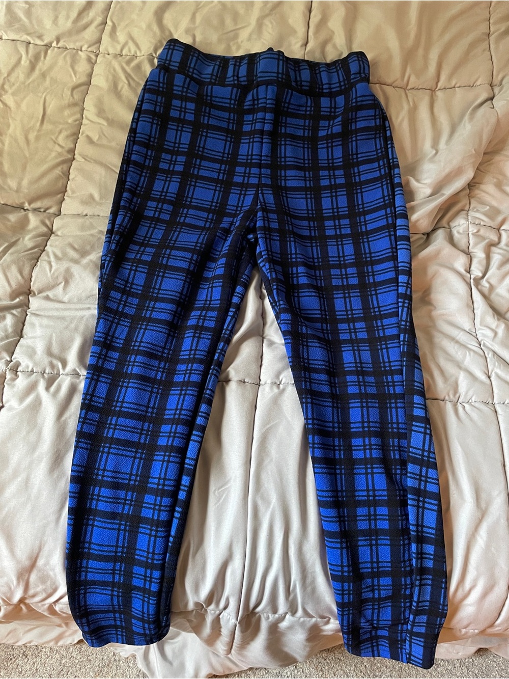 Blue and Black Plaid Pants